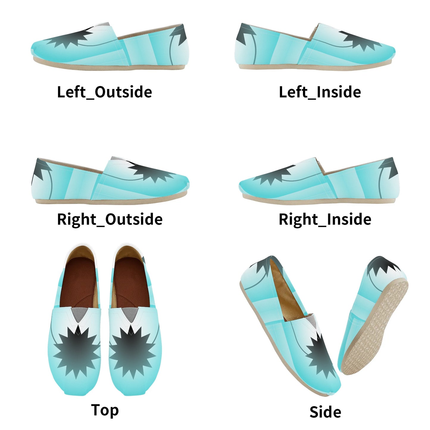 Light Blue Turquoise Ethereal Orb Geometric Abstract Star Womens Casual Slip On Shoes