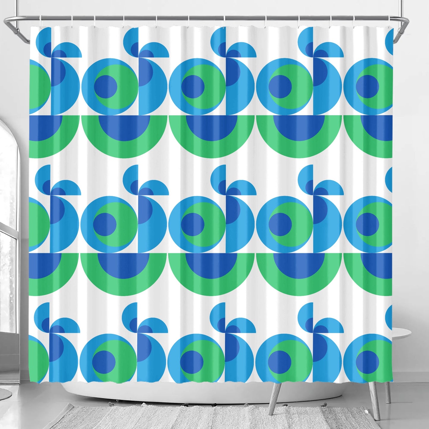 Abstract Geometric Colorful Retro Aesthetic Modern Boho Art Deco Inspired Shower Curtain