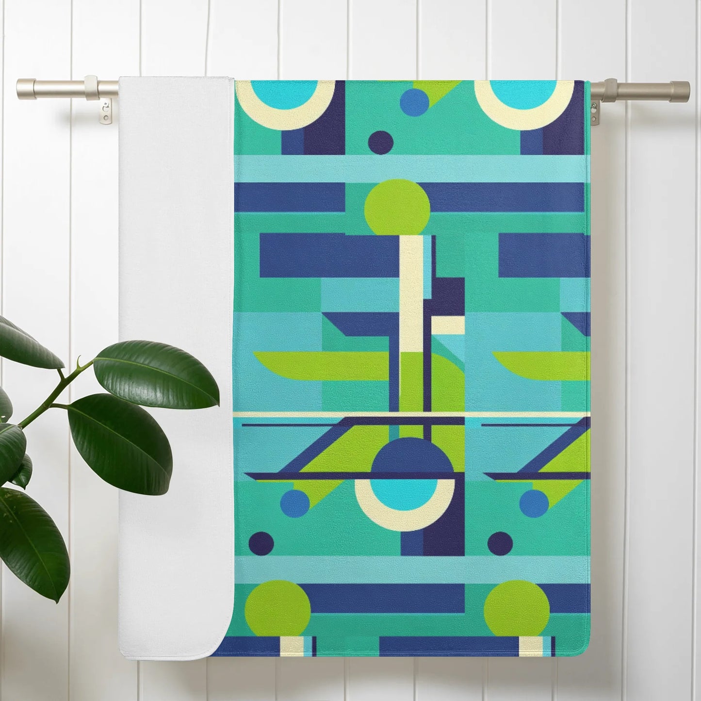 Abstract Geometric Bath Towel Colorful Pop Art Deco Graphic Retro Boho Design