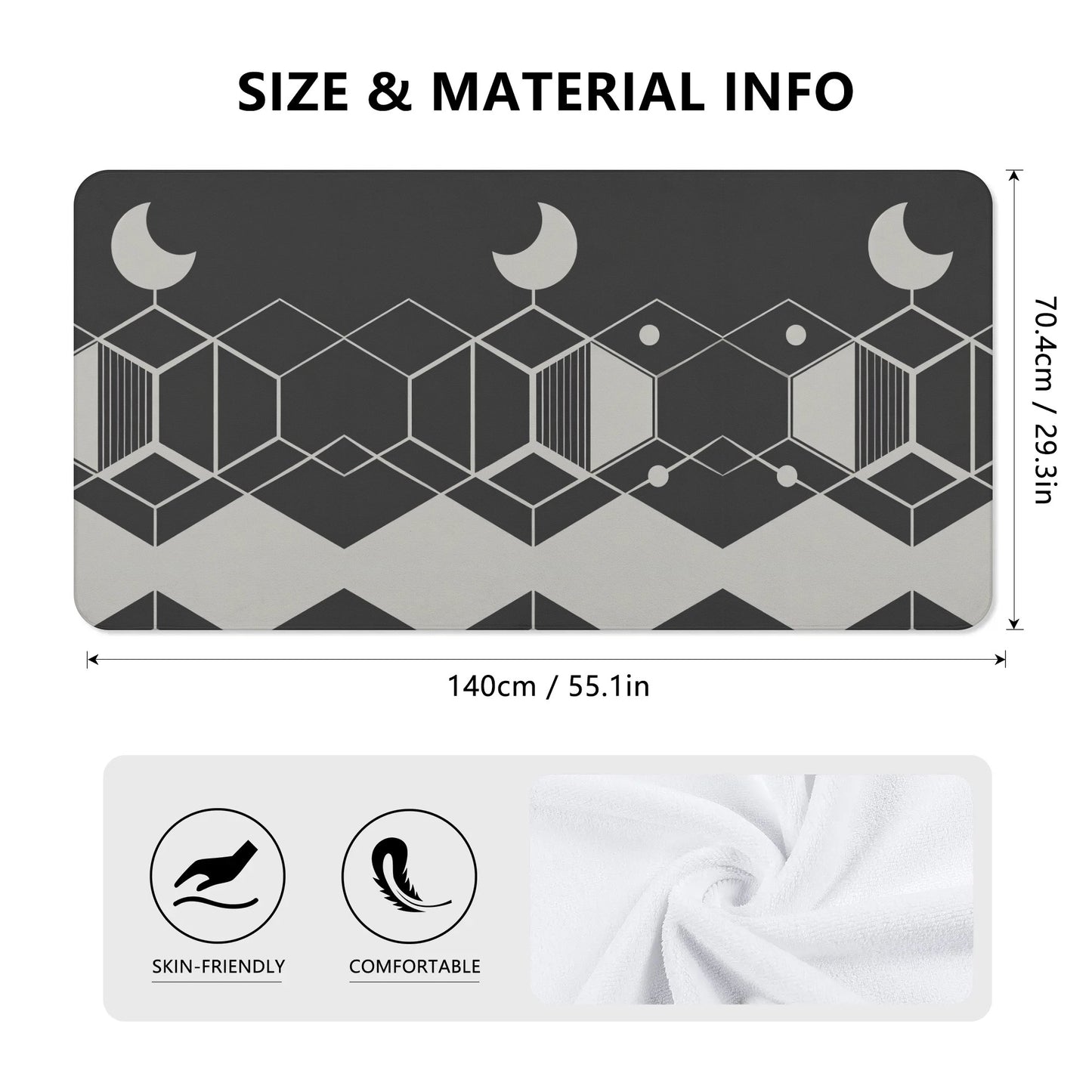Black and White Abstract Moon Geometric Minimalist Bauhaus Bath Towel