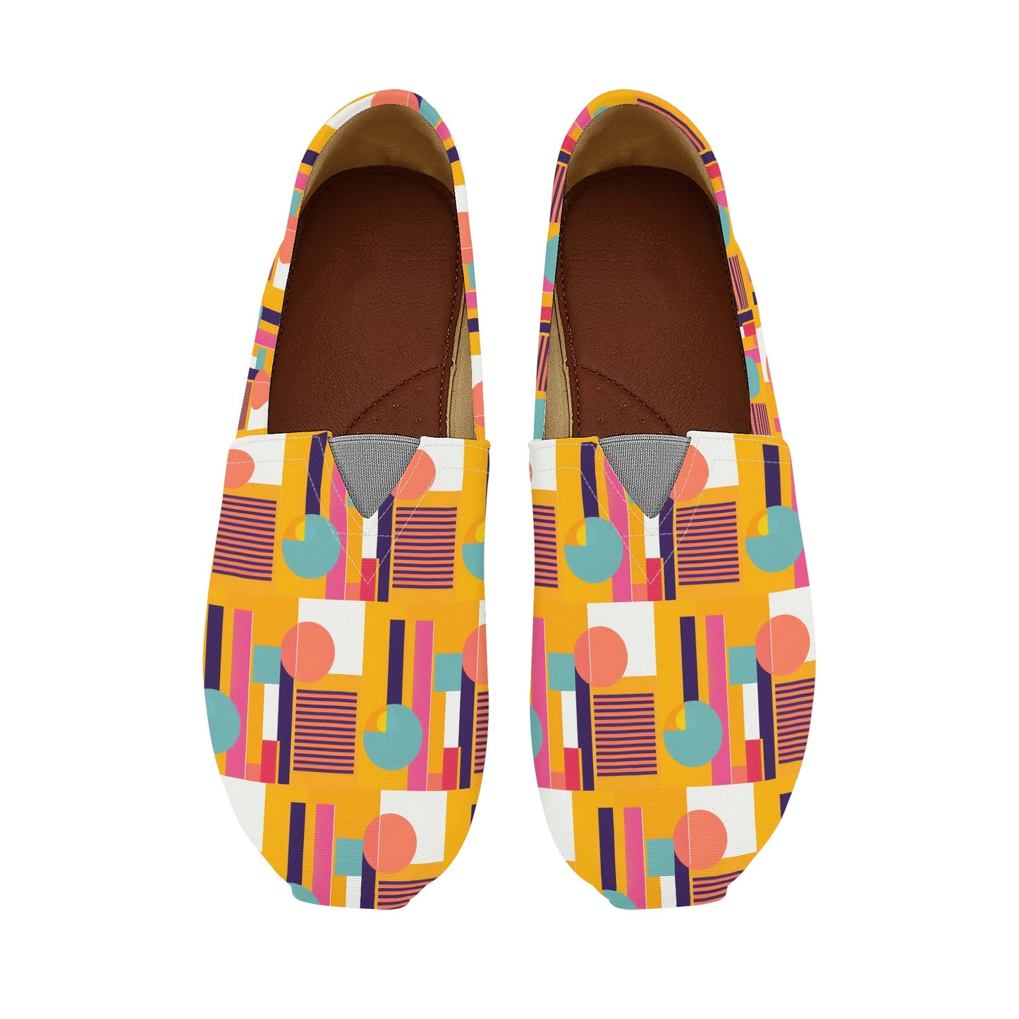 Colorful Abstract Geometric Bold Pop Art Deco Womens Casual Slip-on Shoes