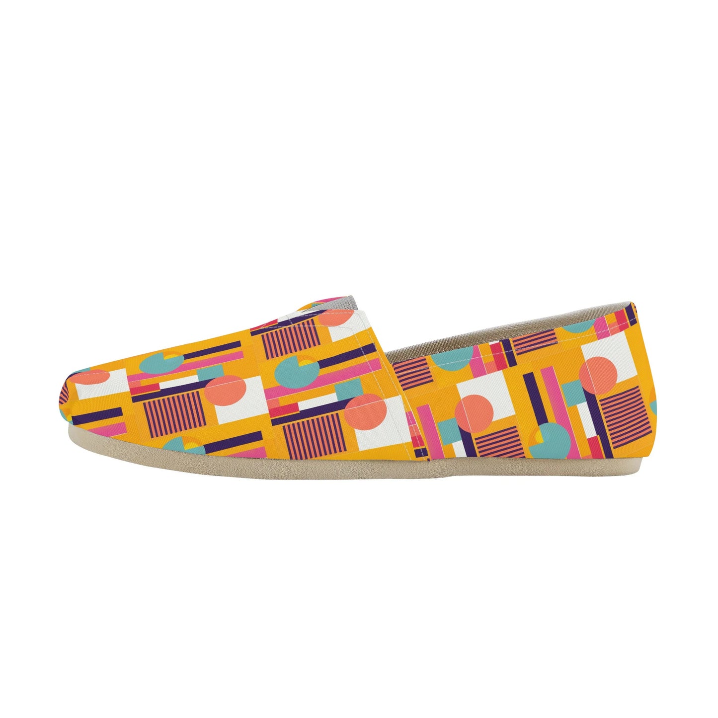 Colorful Abstract Geometric Bold Pop Art Deco Womens Casual Slip-on Shoes