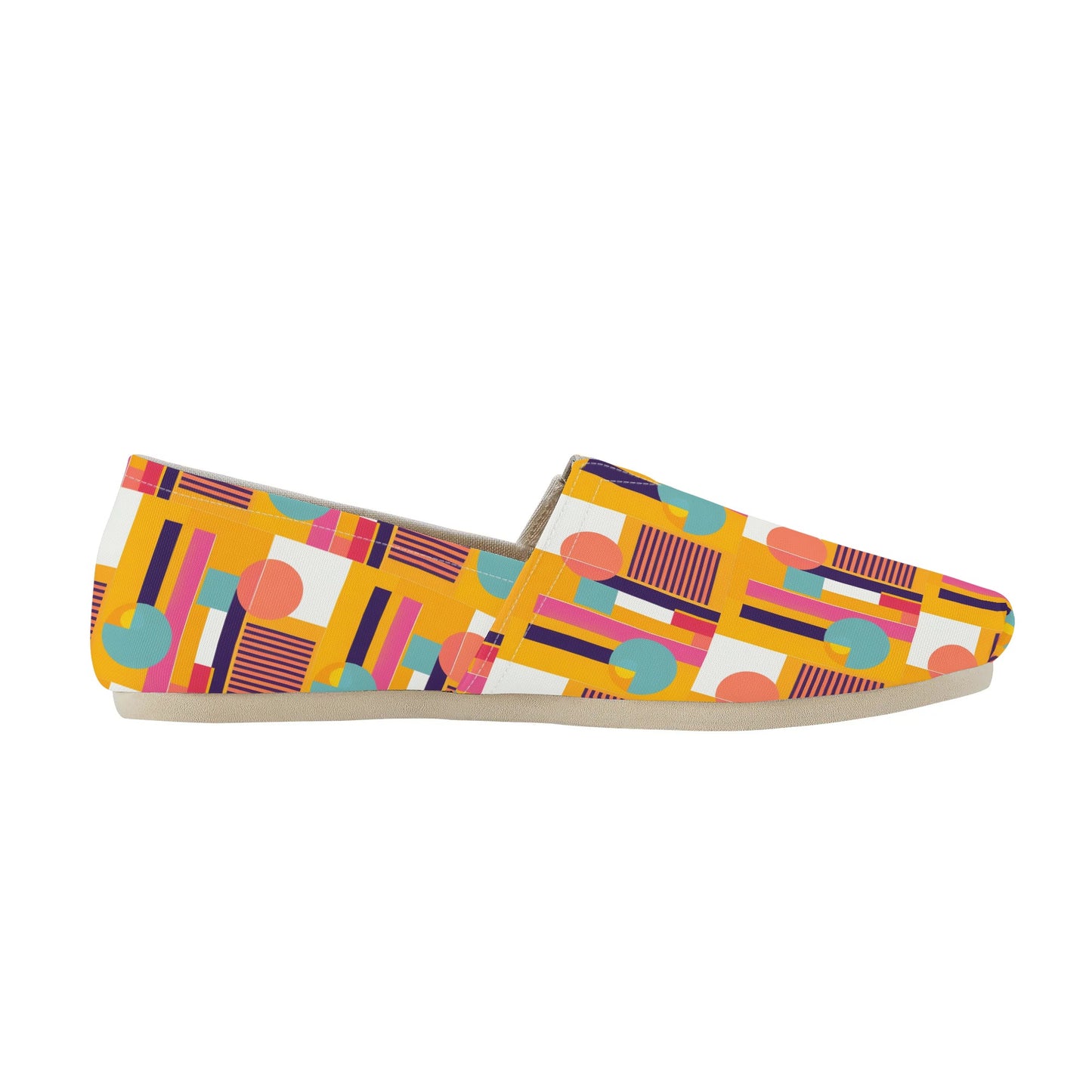 Colorful Abstract Geometric Bold Pop Art Deco Womens Casual Slip-on Shoes