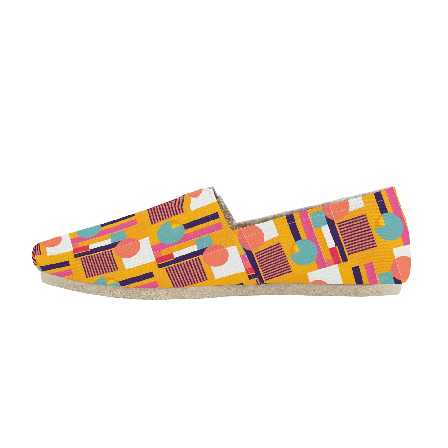 Colorful Abstract Geometric Bold Pop Art Deco Womens Casual Slip-on Shoes