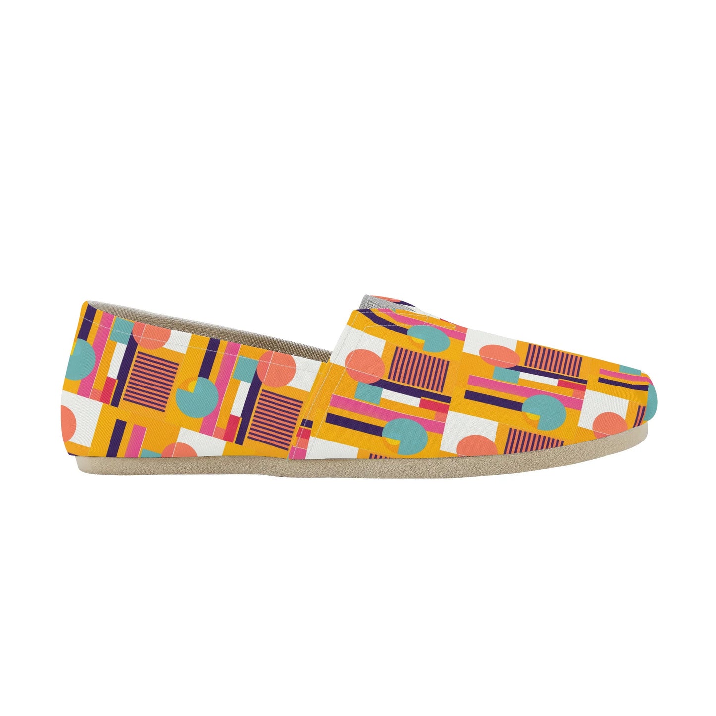 Colorful Abstract Geometric Bold Pop Art Deco Womens Casual Slip-on Shoes