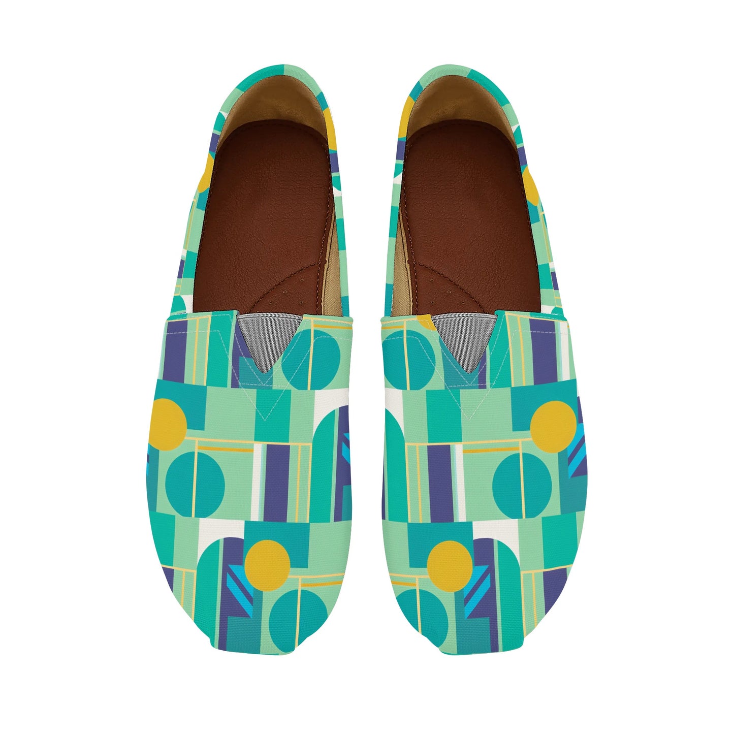 Colorful Abstract Geometric Bold Pop Art Deco Womens Casual Slip-on Shoes