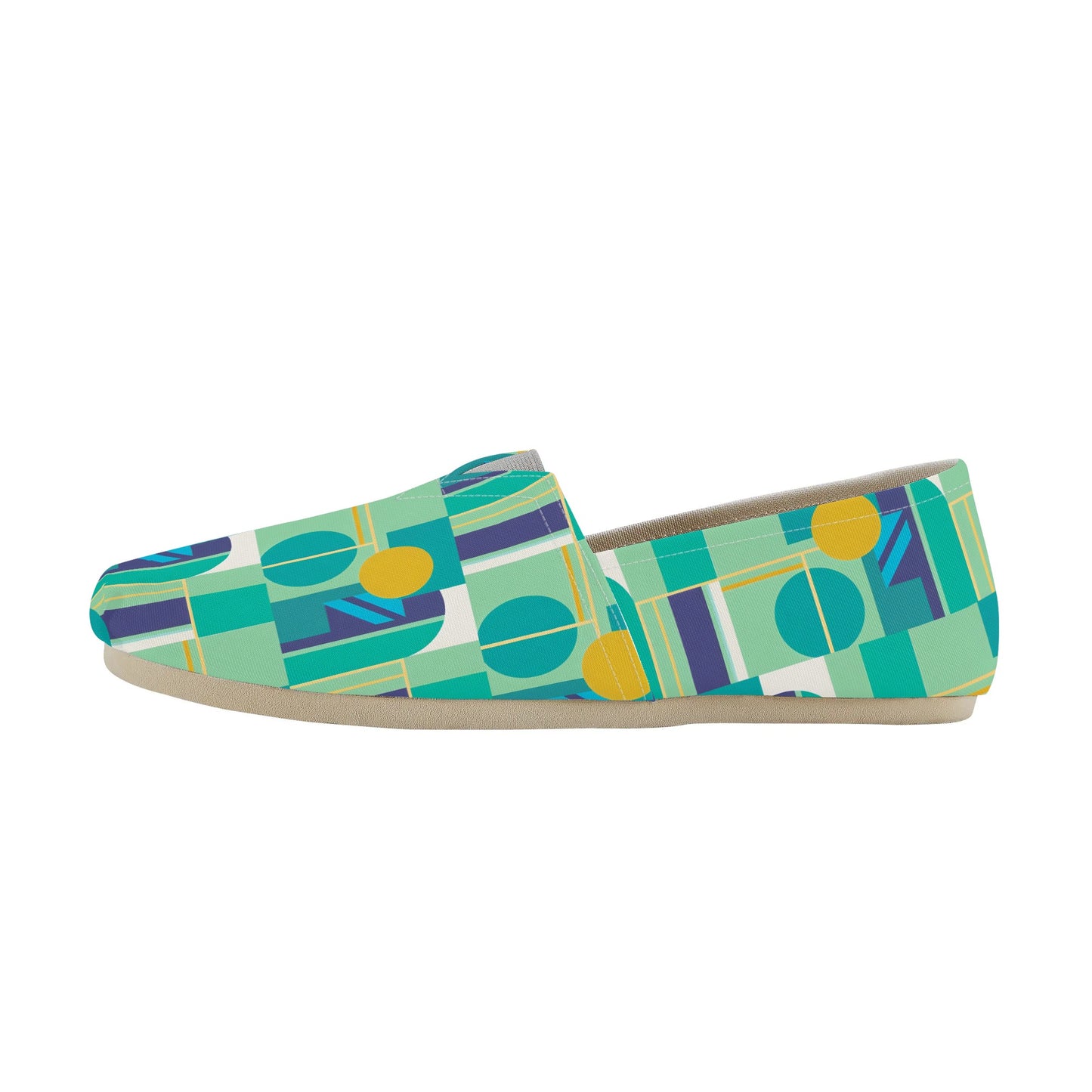 Colorful Abstract Geometric Bold Pop Art Deco Womens Casual Slip-on Shoes