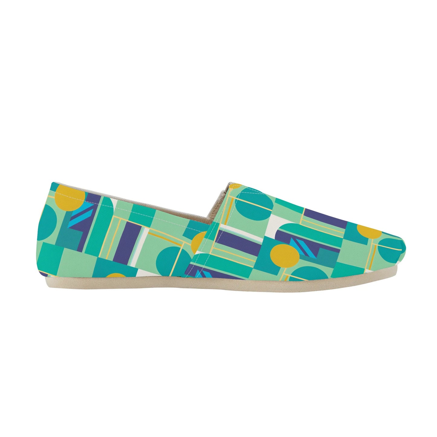 Colorful Abstract Geometric Bold Pop Art Deco Womens Casual Slip-on Shoes