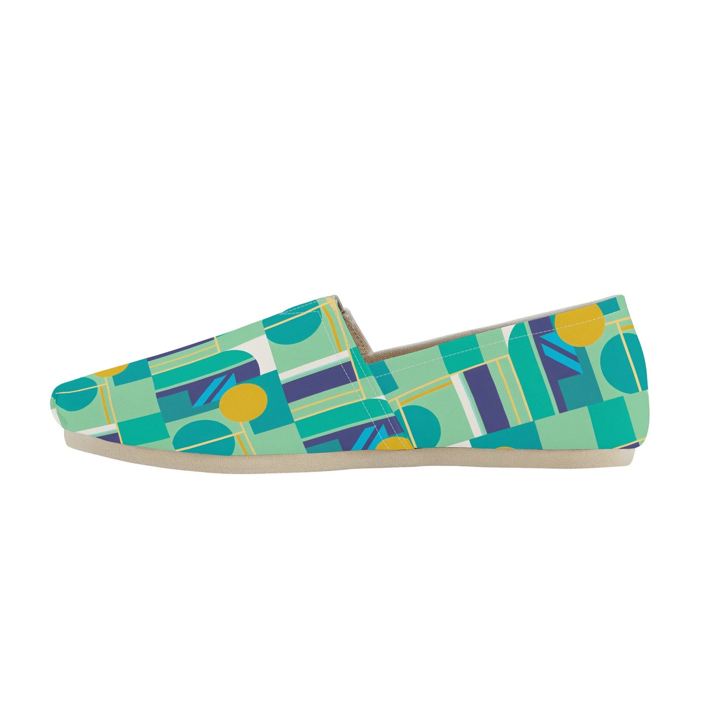 Colorful Abstract Geometric Bold Pop Art Deco Womens Casual Slip-on Shoes