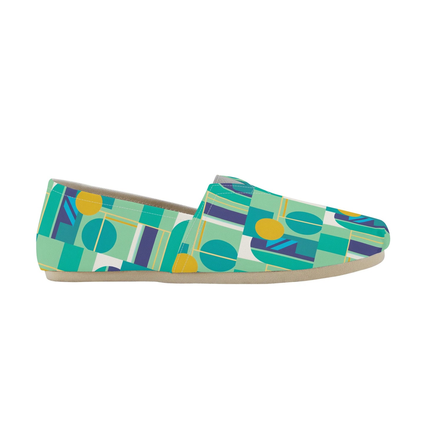 Colorful Abstract Geometric Bold Pop Art Deco Womens Casual Slip-on Shoes