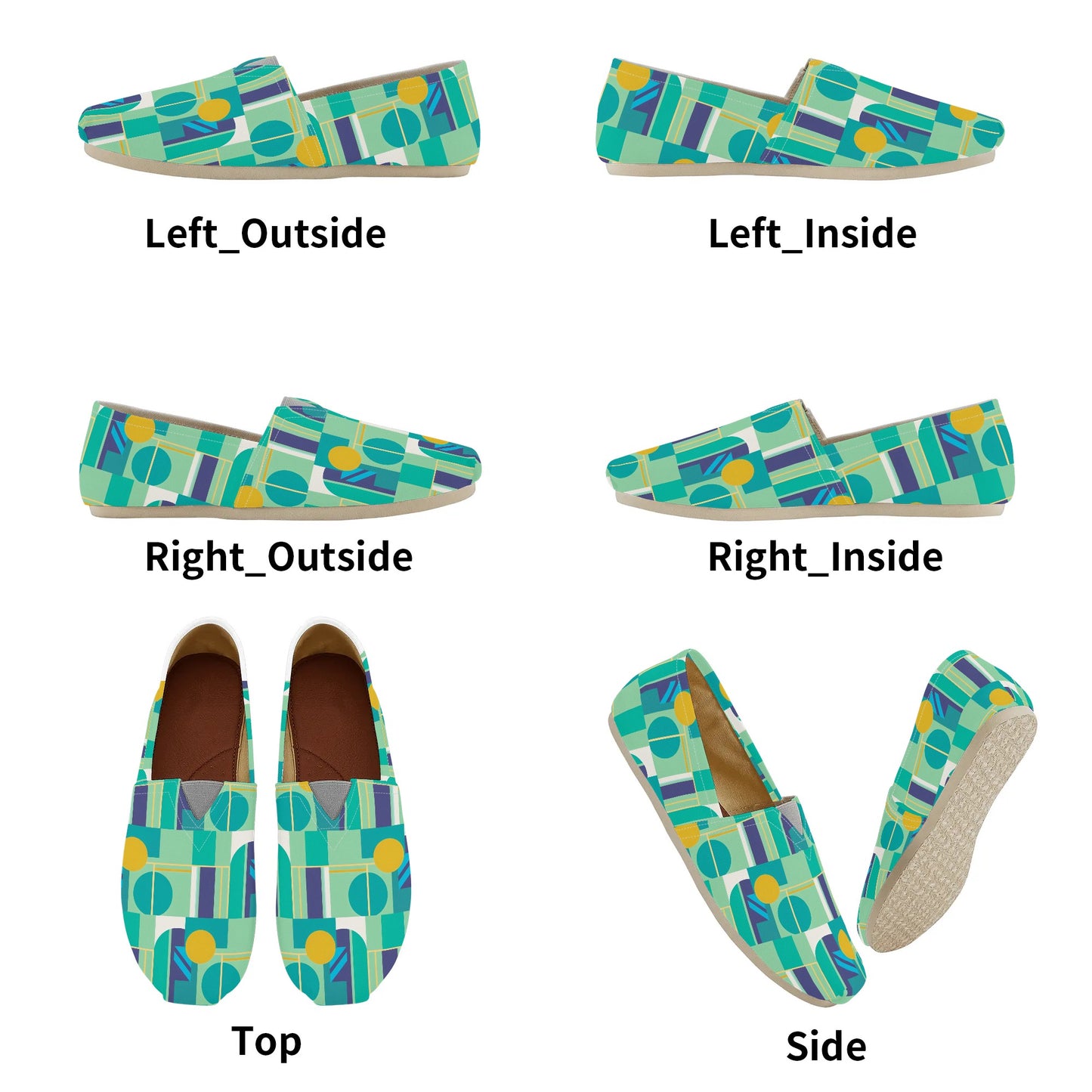 Colorful Abstract Geometric Bold Pop Art Deco Womens Casual Slip-on Shoes