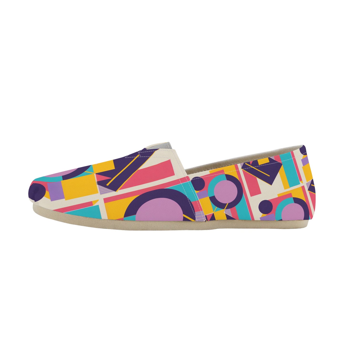 Colorful Abstract Geometric Bold Pop Art Deco Womens Casual Slip-on Shoes