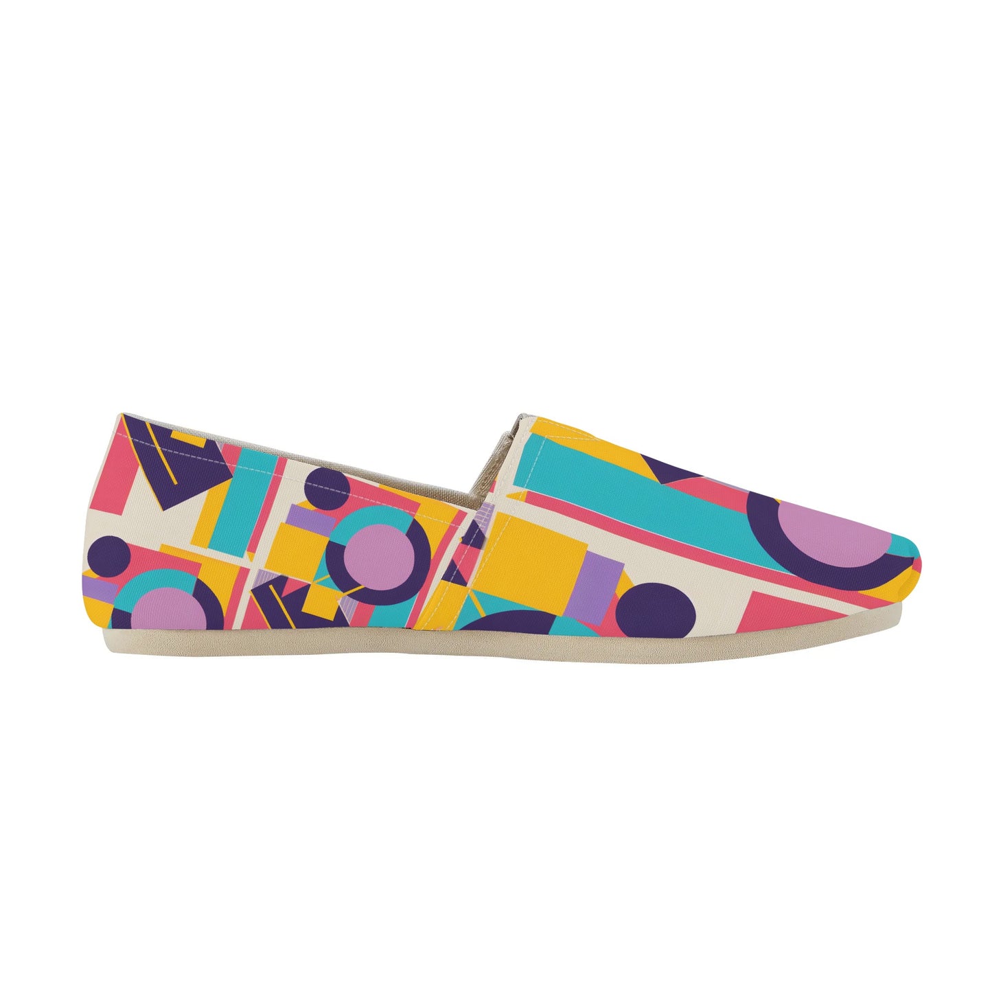 Colorful Abstract Geometric Bold Pop Art Deco Womens Casual Slip-on Shoes