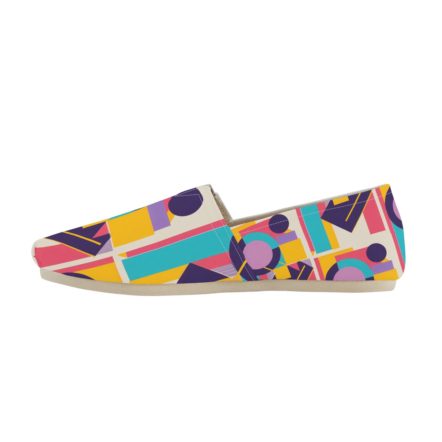 Colorful Abstract Geometric Bold Pop Art Deco Womens Casual Slip-on Shoes