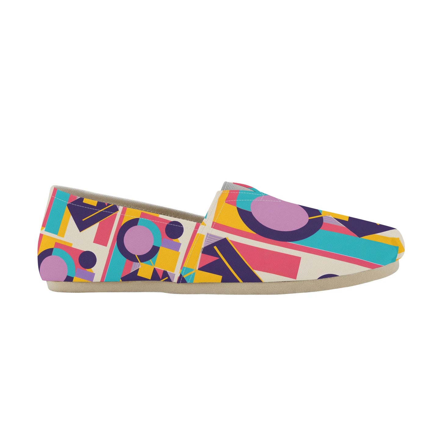 Colorful Abstract Geometric Bold Pop Art Deco Womens Casual Slip-on Shoes