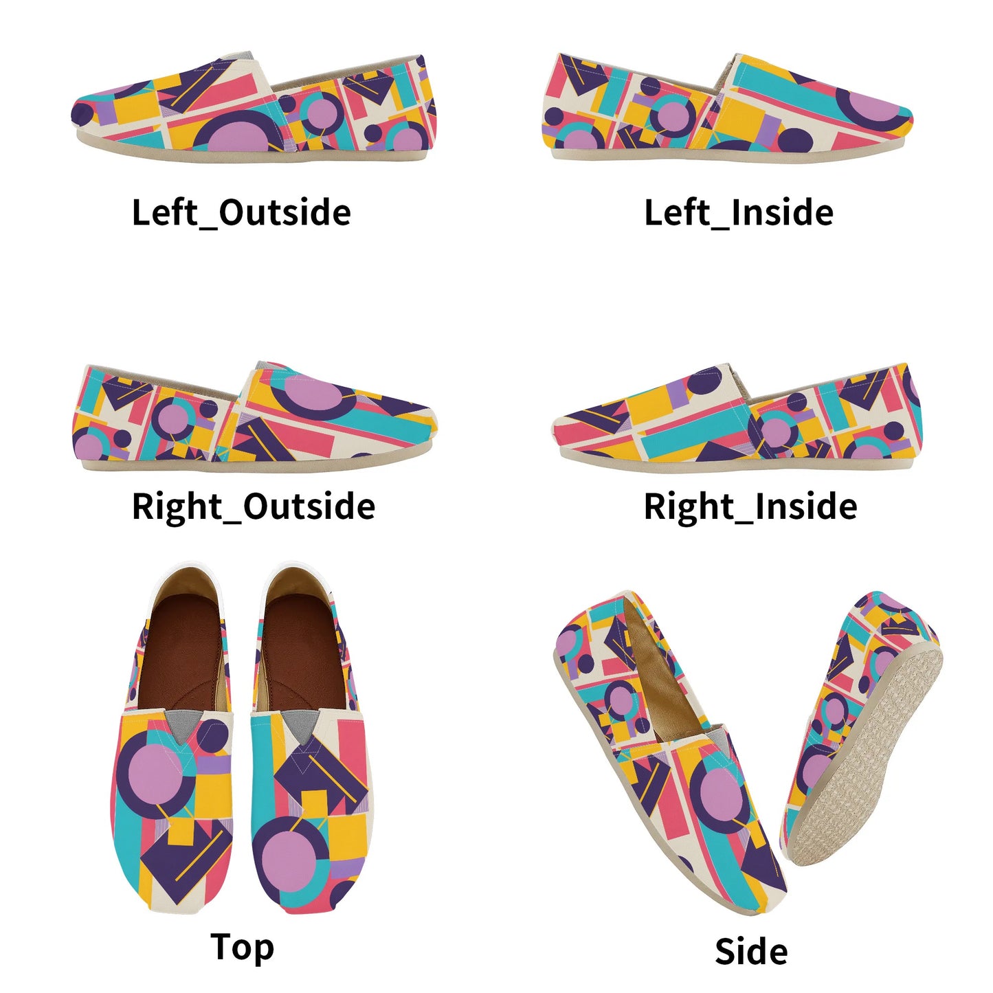 Colorful Abstract Geometric Bold Pop Art Deco Womens Casual Slip-on Shoes