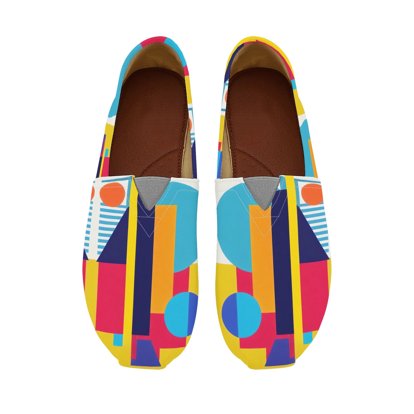 Bold Geometric Colorful Abstract Pop Art Deco Womens Casual Slip-on Shoes