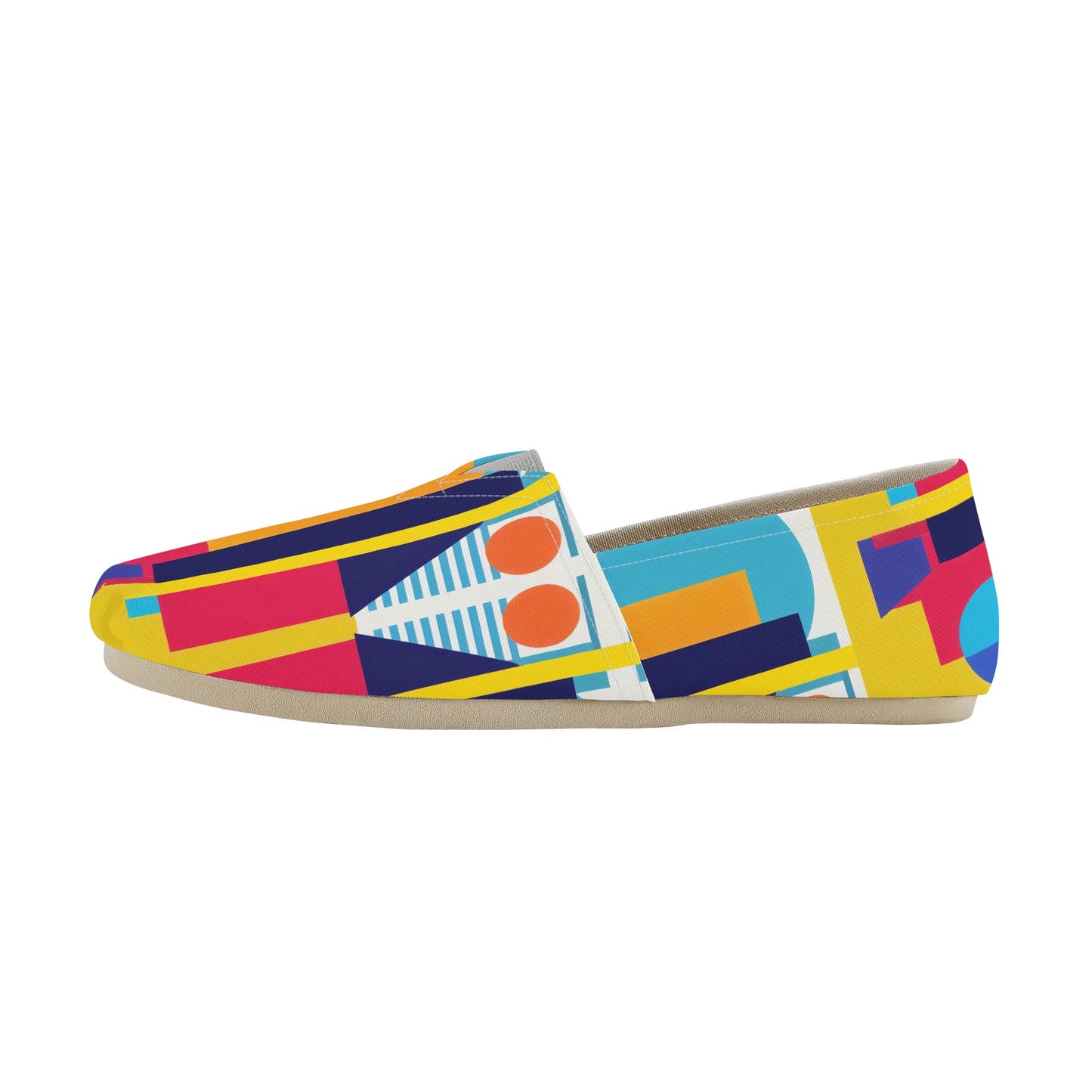 Bold Geometric Colorful Abstract Pop Art Deco Womens Casual Slip-on Shoes