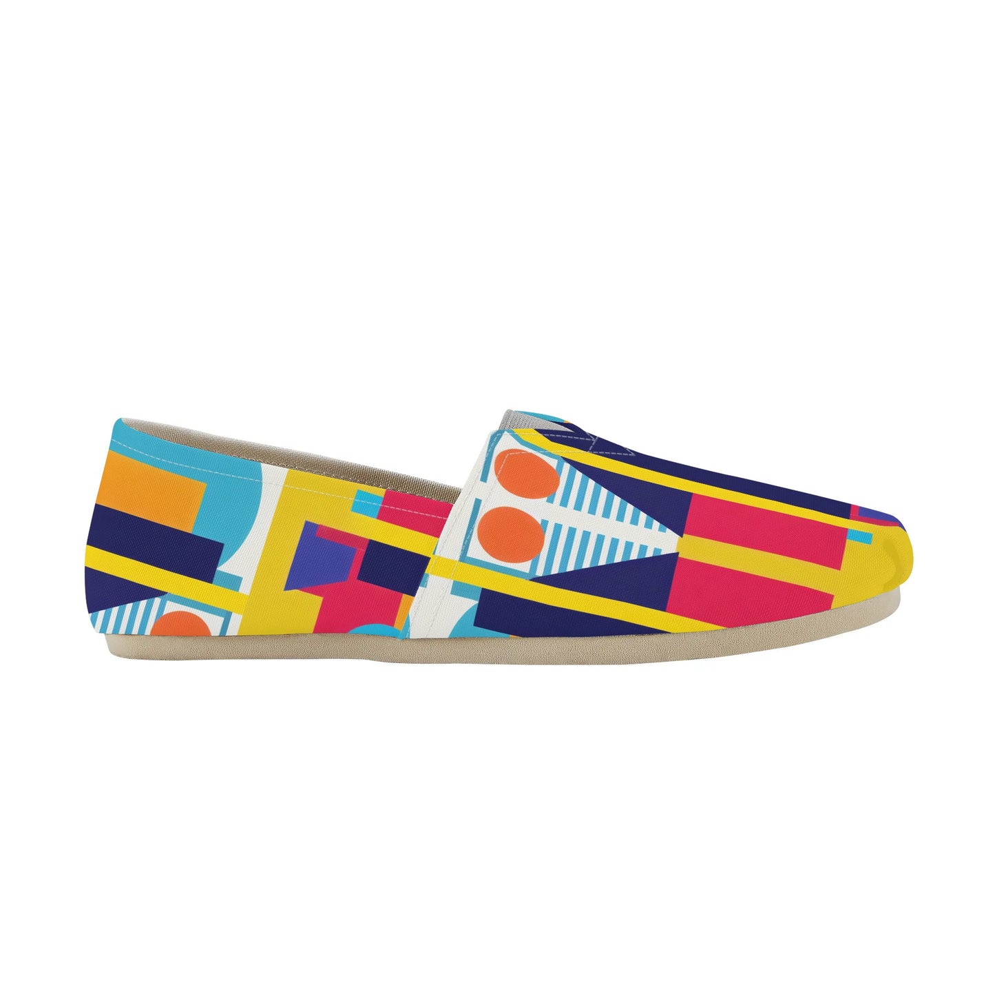 Bold Geometric Colorful Abstract Pop Art Deco Womens Casual Slip-on Shoes