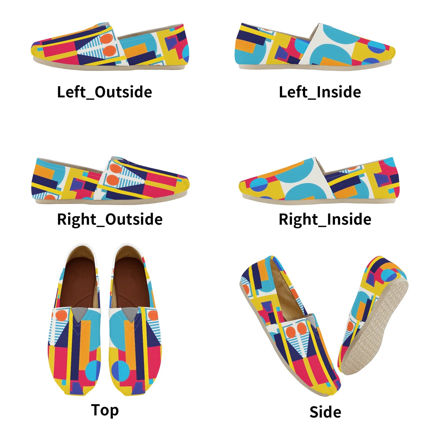 Bold Geometric Colorful Abstract Pop Art Deco Womens Casual Slip-on Shoes