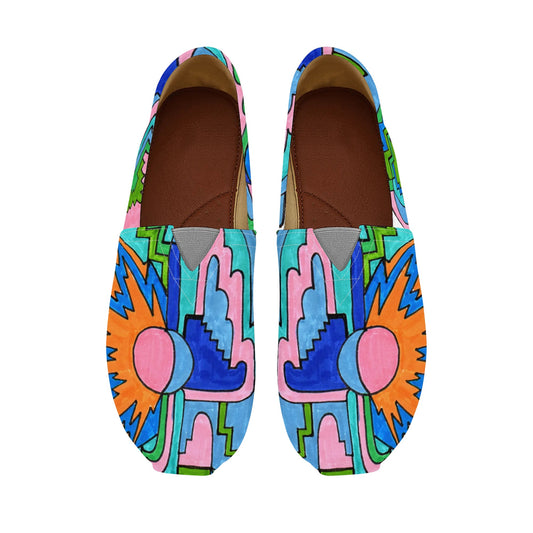 Hand Drawn Bold Geometric Colorful Abstract Pop Art Deco Womens Casual Slip-on Shoes