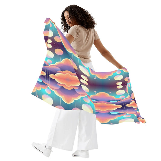 Ethereal Pastel Aesthetic Womens Sarong Bikini Coverup Modern Geometric Design Sheer Retro Wrap