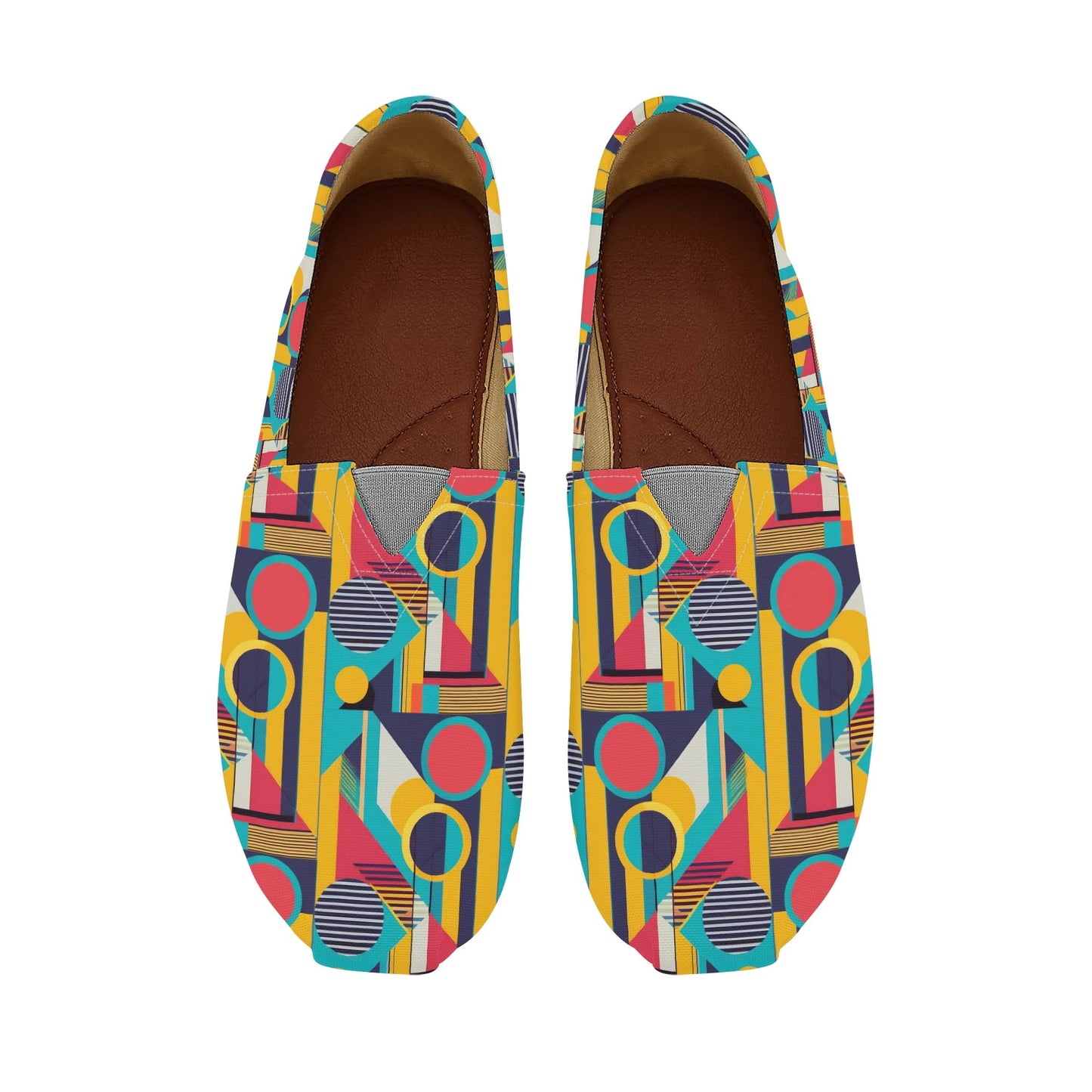 Colorful Abstract Geometric Bold Pop Art Deco Womens Casual Slip-on Shoes