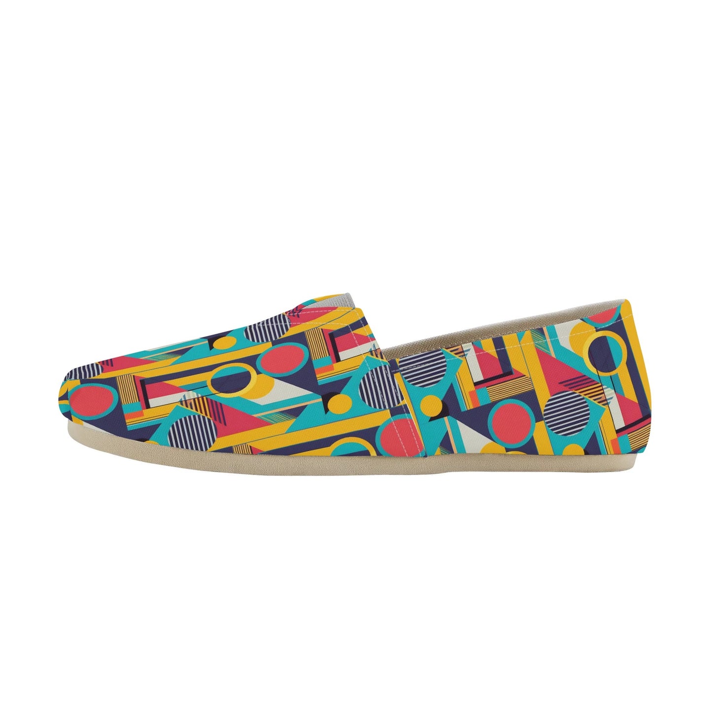 Colorful Abstract Geometric Bold Pop Art Deco Womens Casual Slip-on Shoes