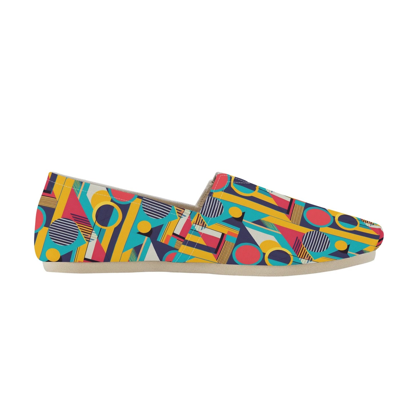 Colorful Abstract Geometric Bold Pop Art Deco Womens Casual Slip-on Shoes