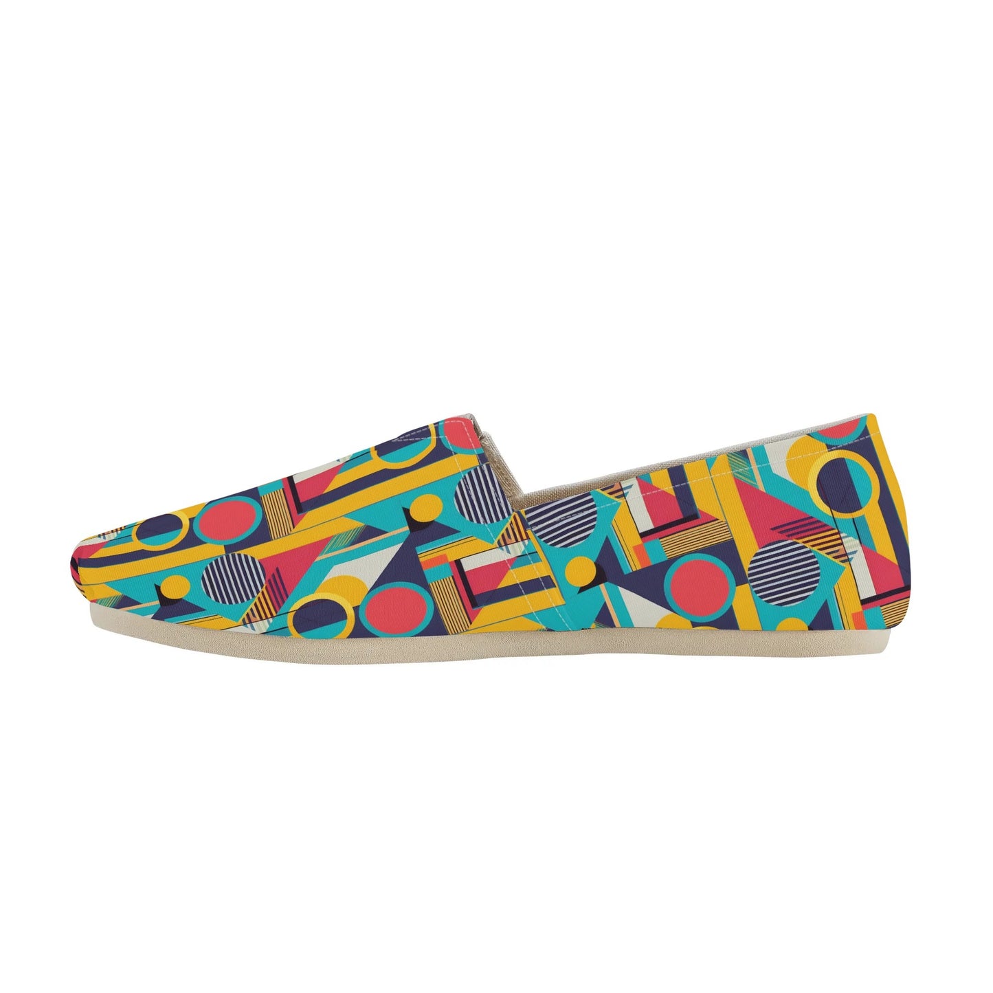 Colorful Abstract Geometric Bold Pop Art Deco Womens Casual Slip-on Shoes