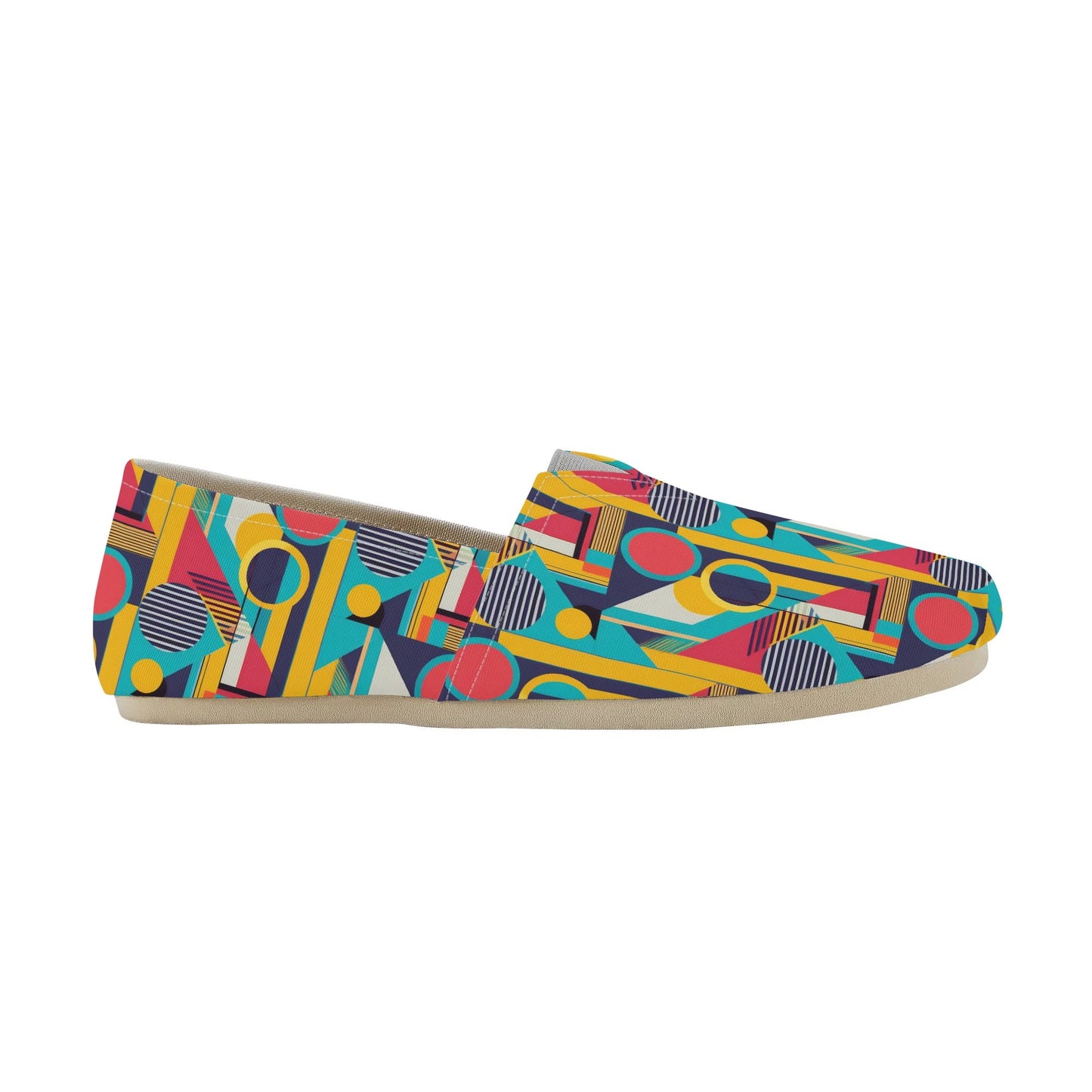 Colorful Abstract Geometric Bold Pop Art Deco Womens Casual Slip-on Shoes