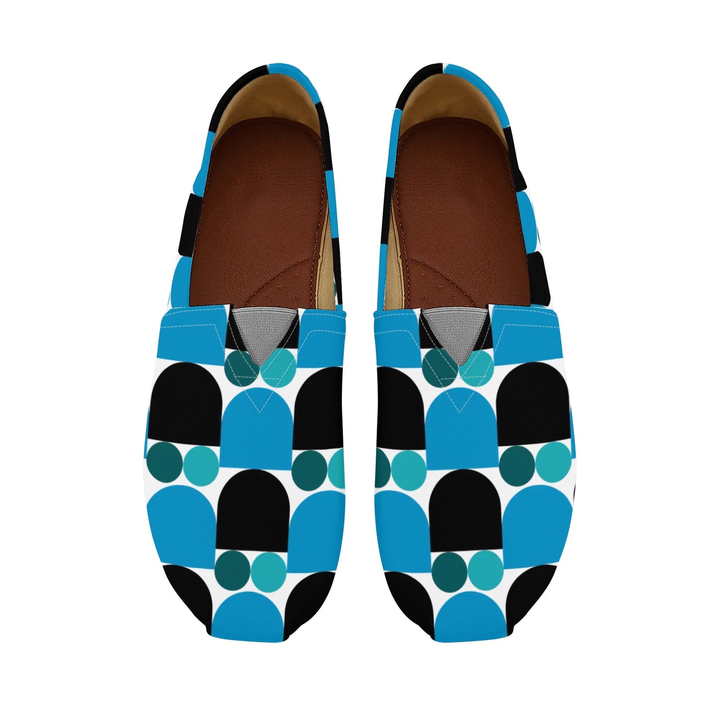 Black and Blue Bauhaus Design Abstract Geometric Womens Casual Slip-on Shoes