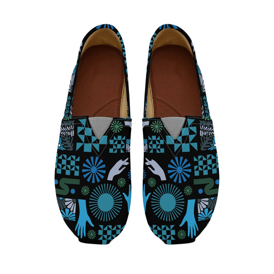 Bold Colorful Abstract Geometric Pop Art Deco Womens Casual Slip-on Shoes