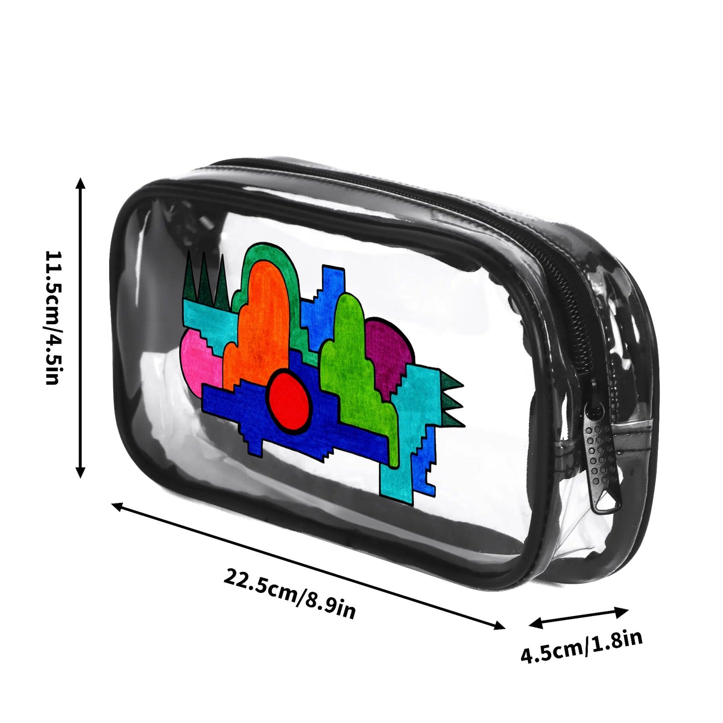 Decoscape Abstract Geometric Clear Transparent Custom Pencil Case(Single-Sided Print)