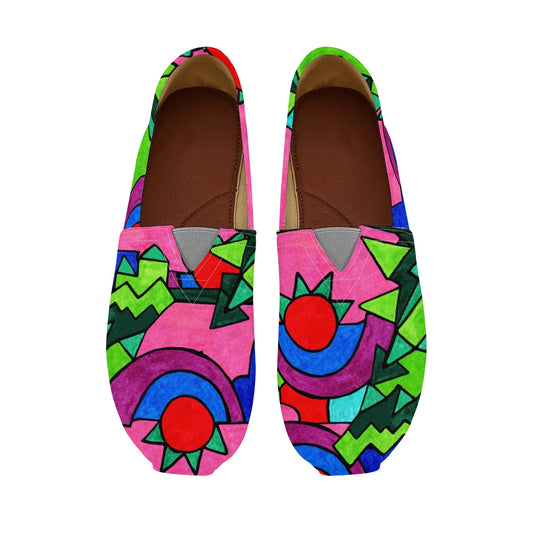 Bold Colorful Abstract Geometric Pop Art Deco Womens Casual Slip-on Shoes