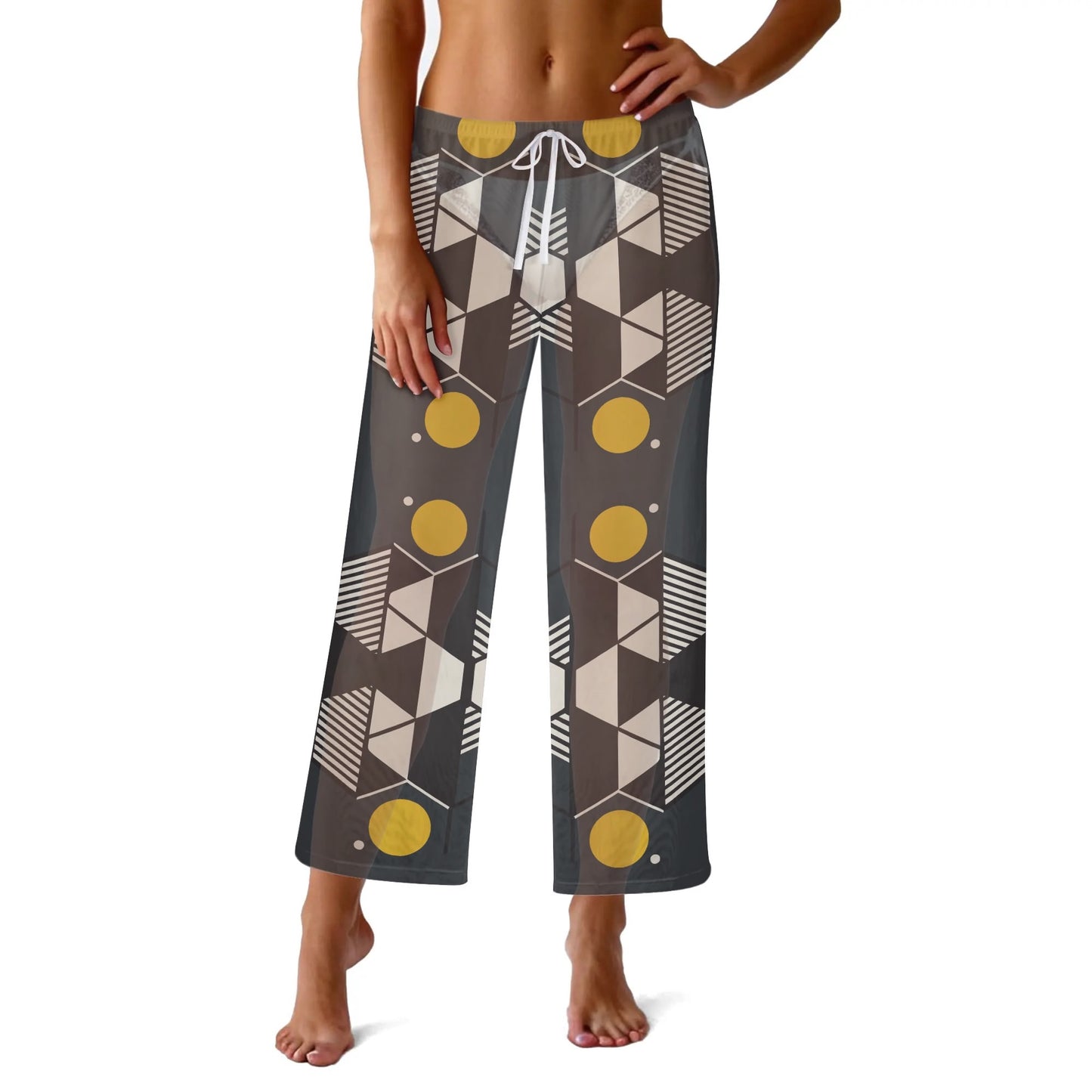 Honeycomb Moon Bauhaus Womens See Through Cover up Straight Leg Pants Swimsuit Bikini Bottom