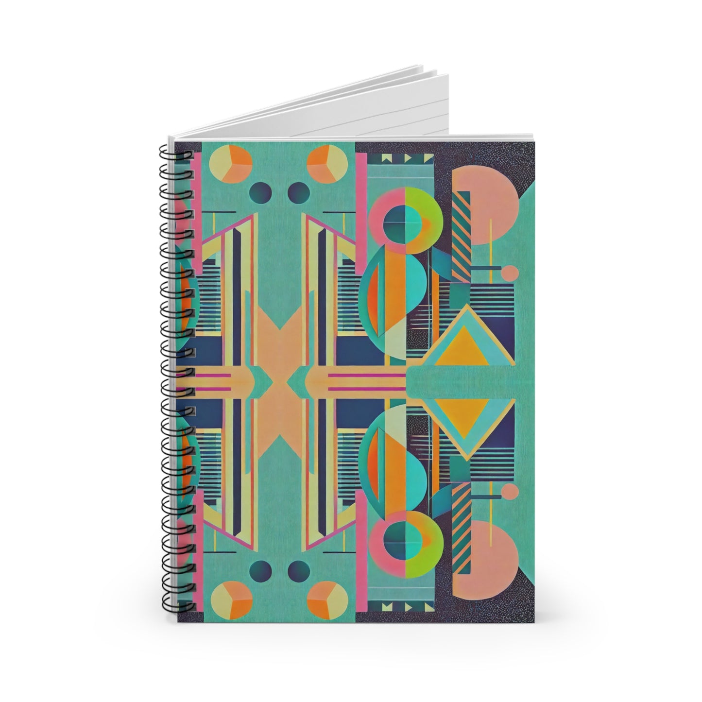 Colorful Abstract Geometric Journal Graphic Art Deco Vibe Spiral Notebook - Ruled Line