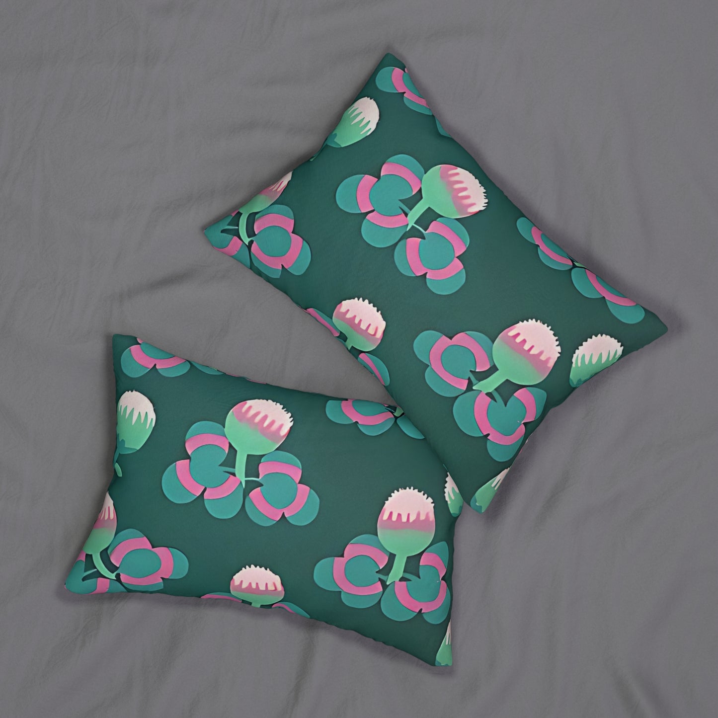 Deco Floral Colorful Lumbar Pillow | Abstract Flowers Rectangular Cushion