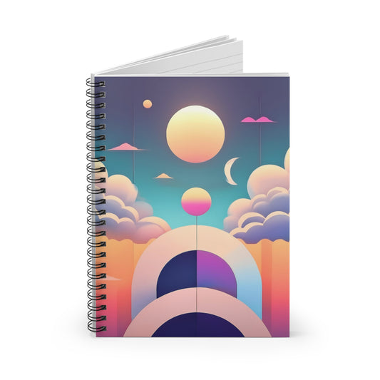 Cosmic Moon Abstract Geometric Spiral Notebook - Ruled Line