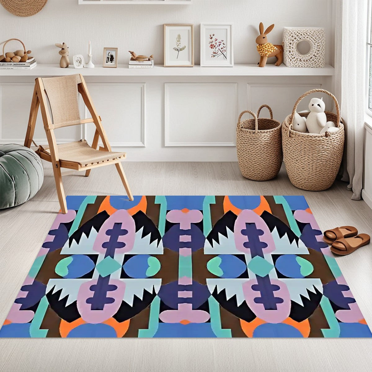 Kaleidoscope Reimagined Colorful Abstract Area Rug (3x5) - Boho Eclectic Rug