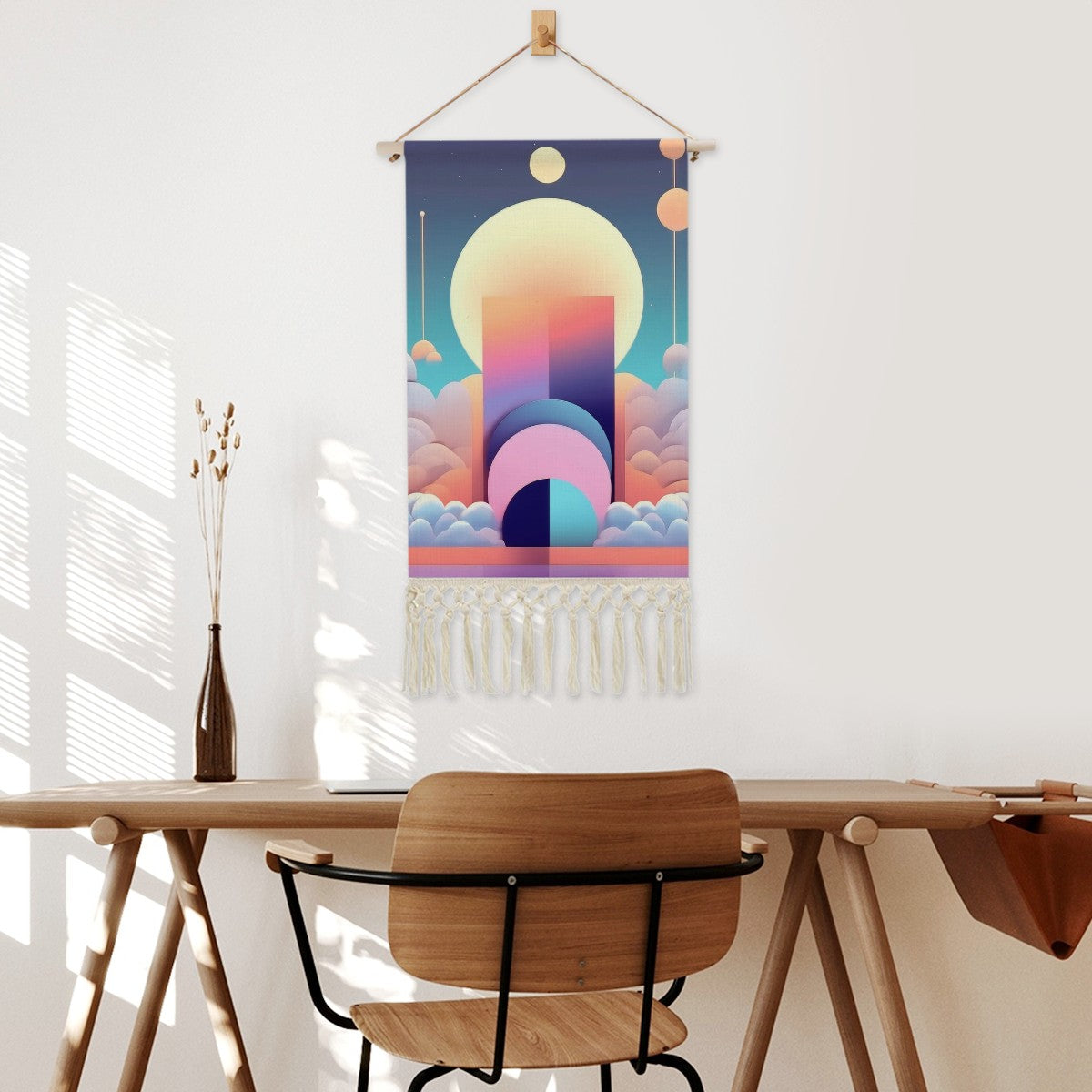 Ethereal Orbit Wall Hanging | Celestial Cotton Linen Tapestry