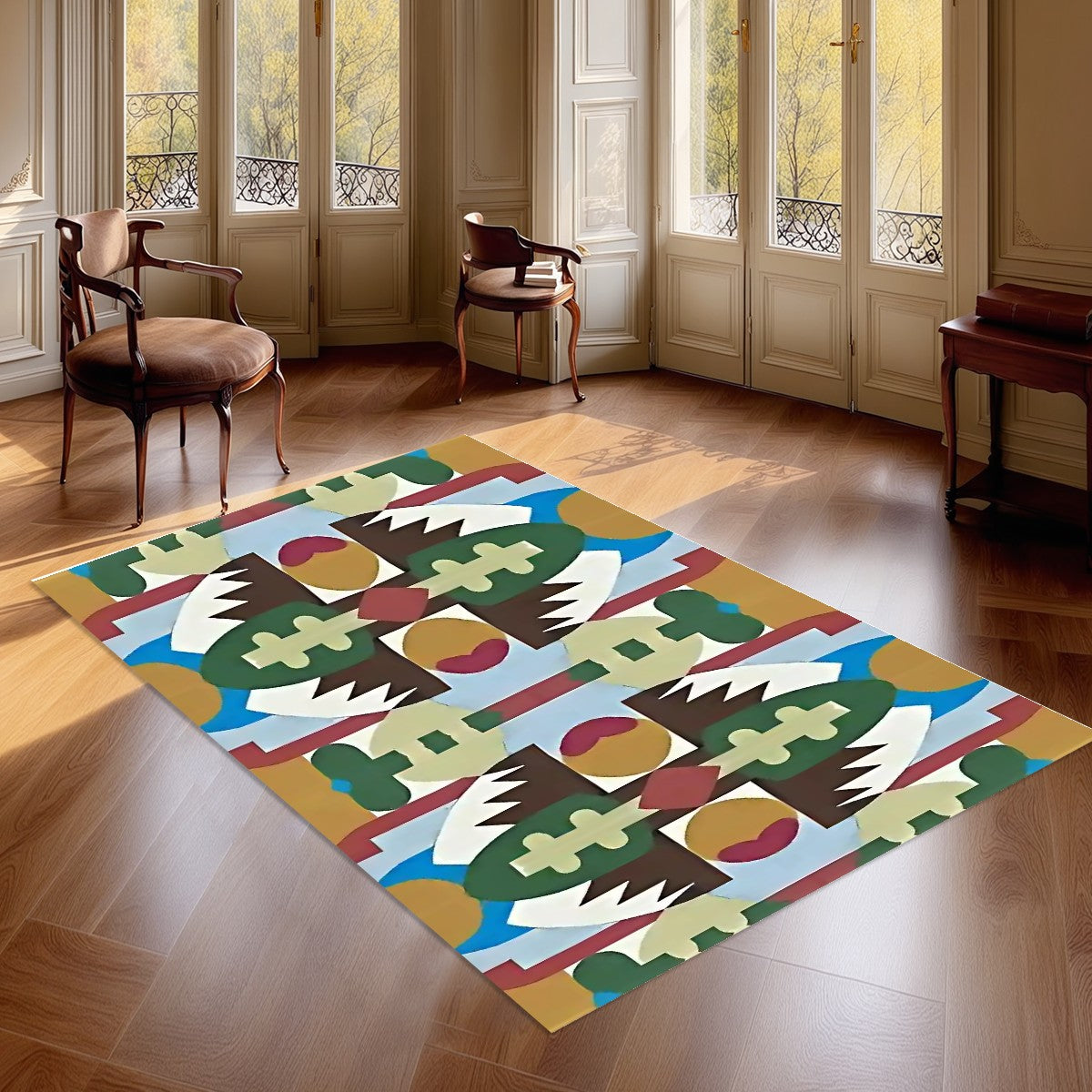 Kaleidoscope Reimagined Colorful Abstract Area Rug (3x5) - Boho Eclectic Rug