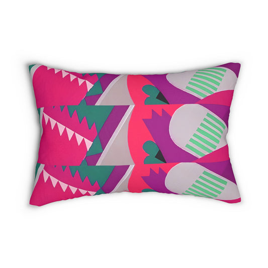 Kaleidoscope Reimagined Colorful Eclectic Lumbar Pillow | Abstract Maximalist Rectangular Cushion