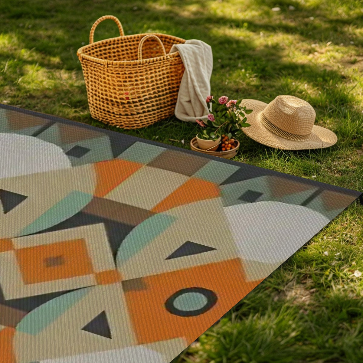 Kaleidoscope Reimagined Abstract Colorful 4'x6' Outdoor Rug | Eclectic Patio Outdoor Plastic Straw Mat