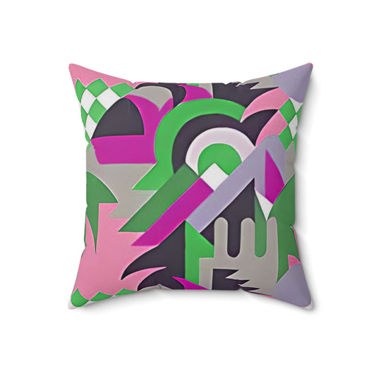 Kaleidoscope Reimagined Abstract Art Deco Throw Pillow | Colorful Eclectic Maximalist Cushion