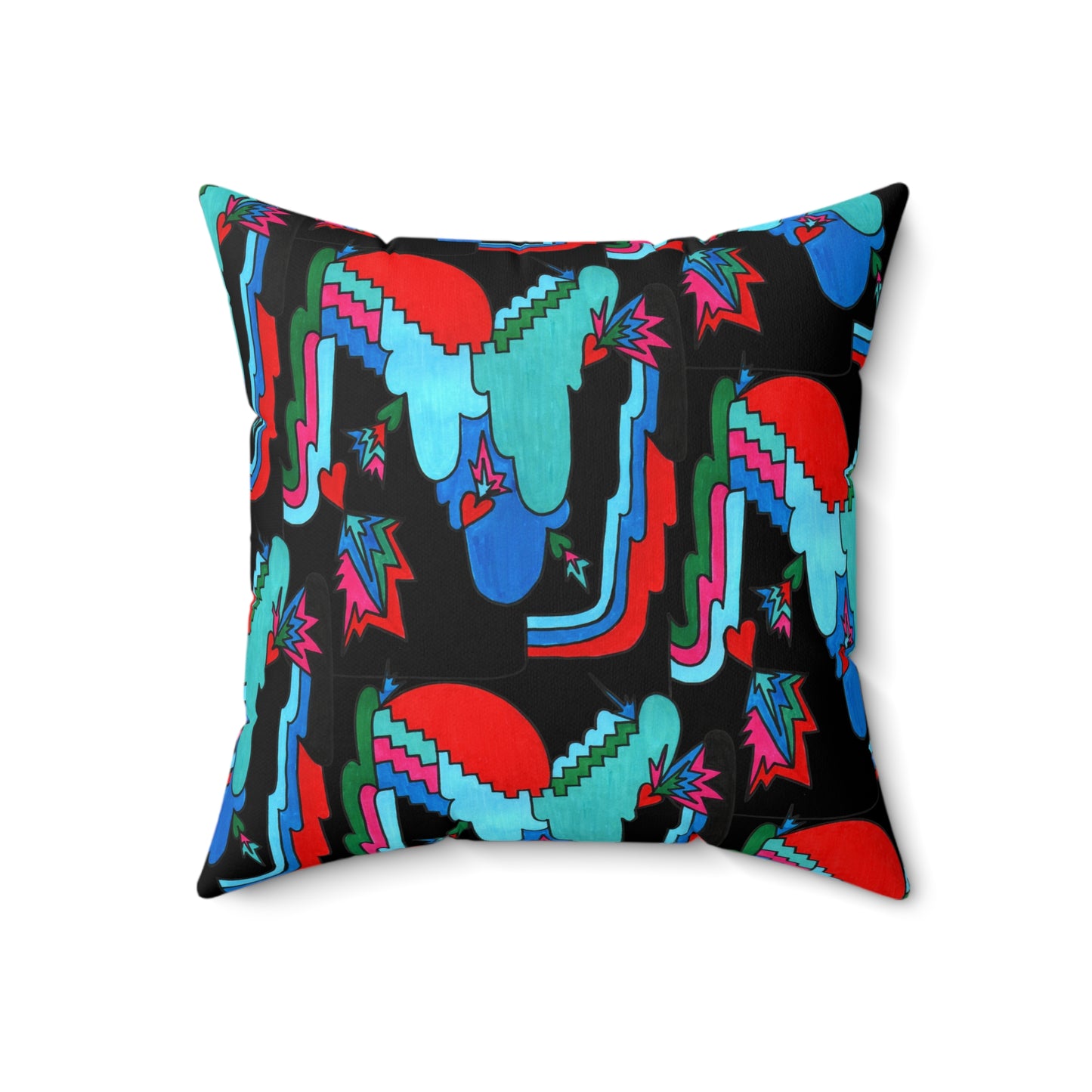 Pop Decoscape Moody Maximalist Abstract Artwork Throw Pillow | Jewel-Toned Eclectic Cushion