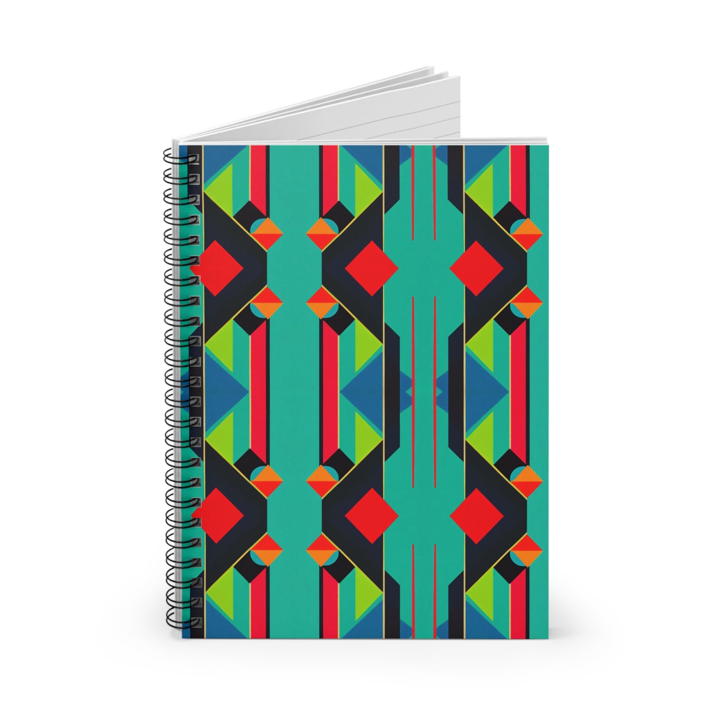 Colorful Abstract Geometric Pattern Journal Graphic Art Deco Vibe Spiral Notebook - Ruled Line