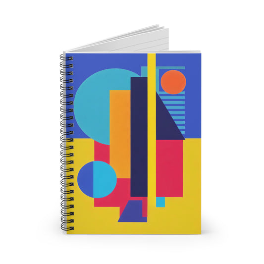 Colorful Abstract Geometric Journal Graphic Art Deco Vibe Spiral Notebook - Ruled Line