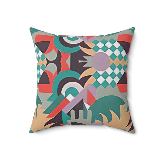 Kaleidoscope Reimagined Abstract Art Deco Throw Pillow | Colorful Eclectic Maximalist Cushion