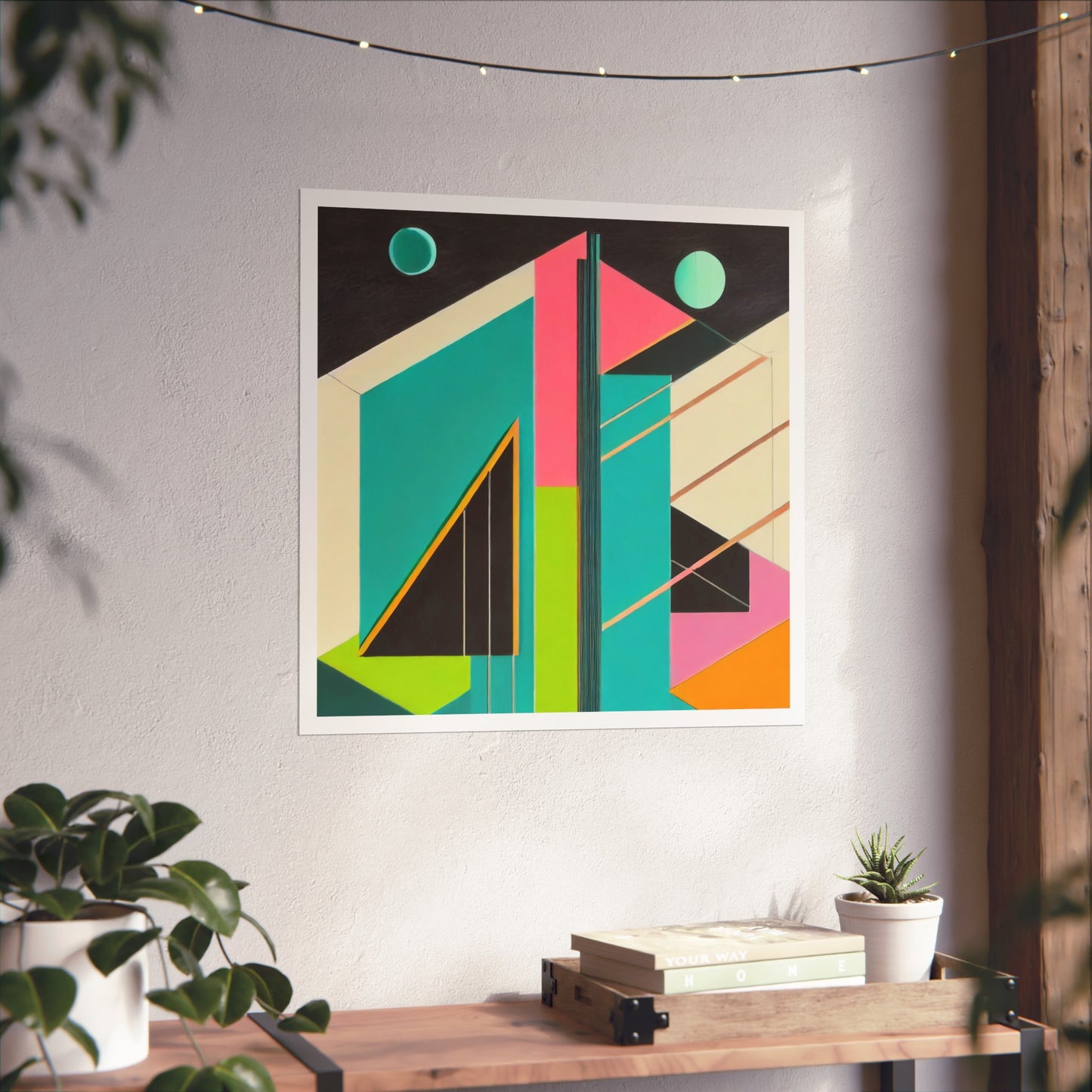 Colorful Abstract Geometric Matte Vertical Poster Modern Pop Art Deco Inspired Graphic Design